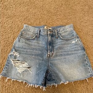 Madewell Blue Distressed High-Waisted Jean Shorts
